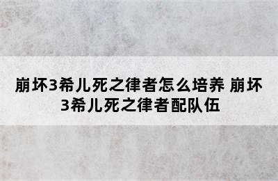 崩坏3希儿死之律者怎么培养 崩坏3希儿死之律者配队伍